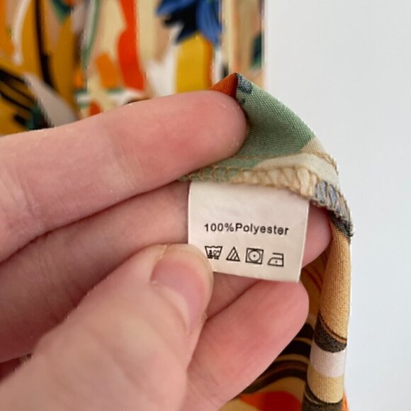 SHEIN CURVE Plus Size Abstract Flounce Sleeve Blouse Brushstroke Long Sleeve 4XL - Picture 10 of 13